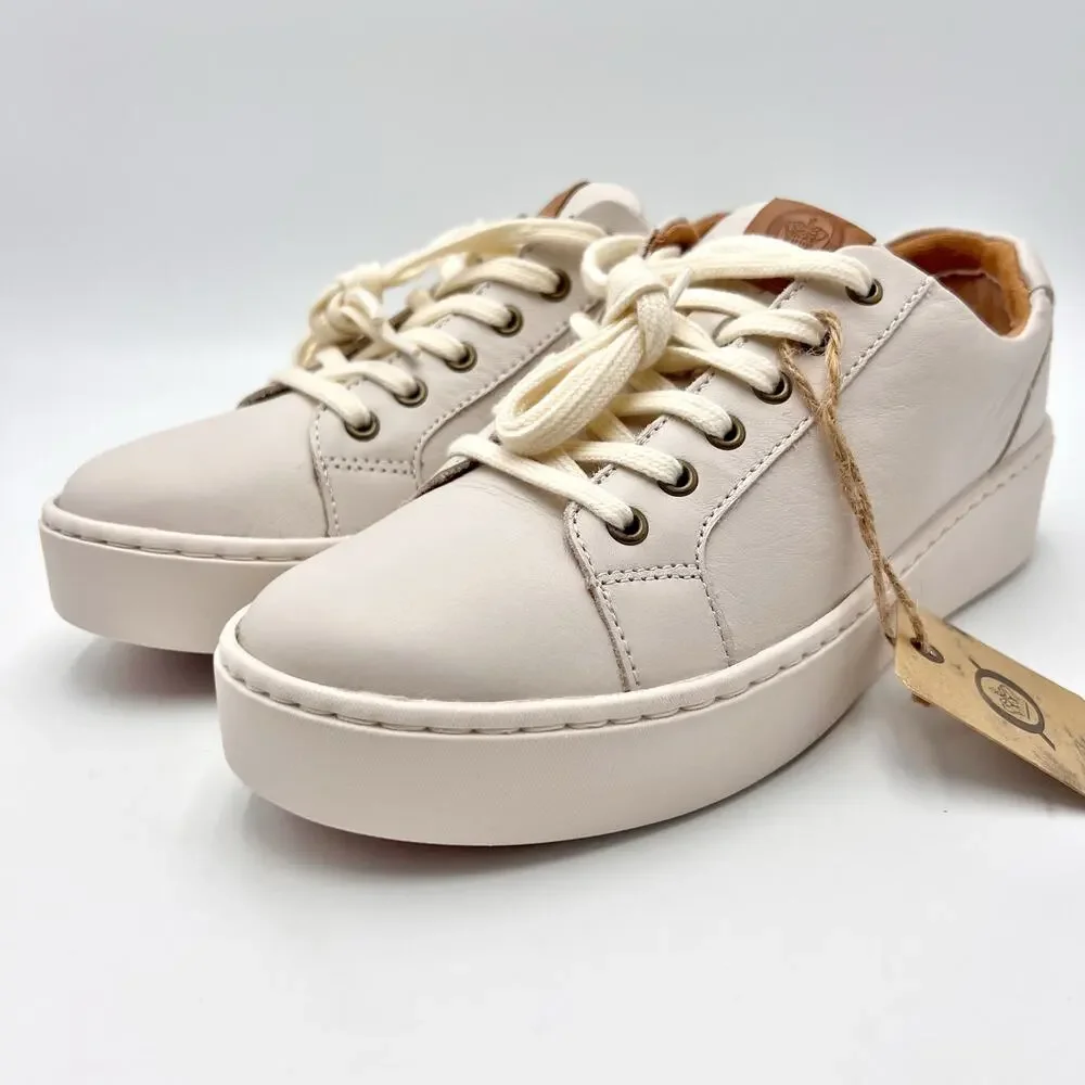 Born Womens Mira Casual Sneakers Size 9 M White Leather NWOB